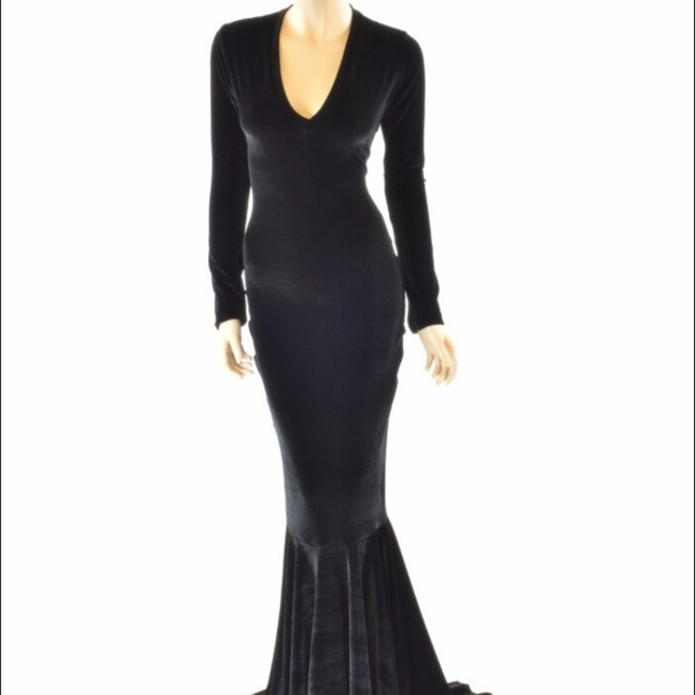Black Velvet Morticia Addams Mermaid Dress